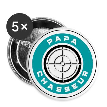 Papa Chasseur - Lot de 5 grands badges (56 mm) - blanc - Devant