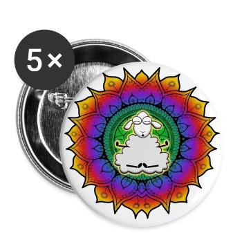 Sheep Mandala - Buttons large 2.2''/56 mm (5-pack) - white - Front