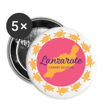 Lanzarote Canary Islands with turtles - Buttons large 2.2''/56 mm (5-pack) - white - Front