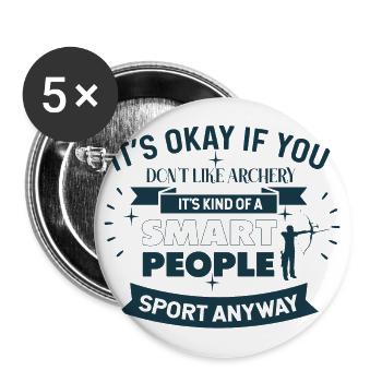Olymp Bogenschießen – Ok if you don't like archery - Buttons groß 56 mm (5er Pack) - Weiß - Vorne