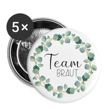 Eukalyptus Boho - Team Braut - 10 - Buttons groß 56 mm (5er Pack) - Weiß - Vorne