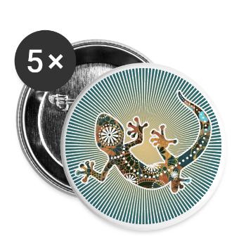 Gecko Reptile Animal - Sun Beams 4 - Buttons large 2.2''/56 mm (5-pack) - white - Front