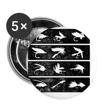 Retro Graphic Fly Fishing Hobby Fisher Fishing Rod - Buttons groß 56 mm (5er Pack) - Weiß - Vorne