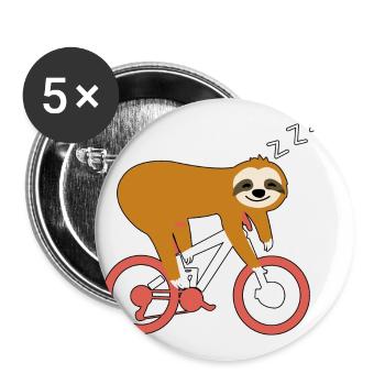 Cooles Faultier Radfahrer Fahrrad Radtour Relax - Buttons groß 56 mm (5er Pack) - Weiß - Vorne
