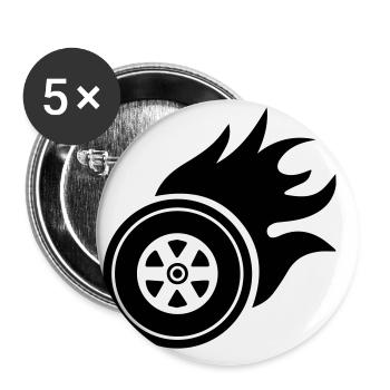 Incendie de pneus - Lot de 5 grands badges (56 mm) - blanc - Devant