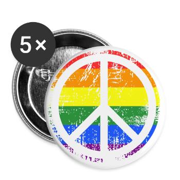 Peace Sign Rainbow - Buttons large 2.2''/56 mm (5-pack) - white - Front