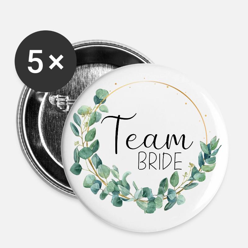Eucalyptus Wedding - Team Bride - 1 - Buttons large 2.2''/56 mm (5-pack) - white