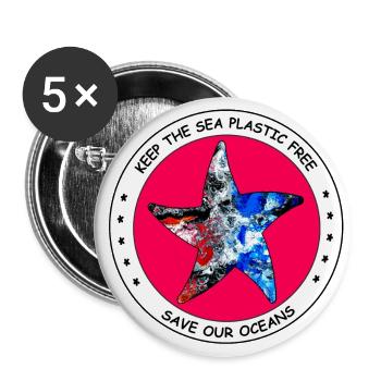 save our oceans - Buttons groß 56 mm (5er Pack) - Weiß - Vorne