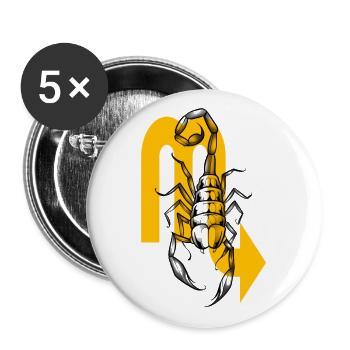 Astrologisches Symbol des Skorpions - Buttons groß 56 mm (5er Pack) - Weiß - Vorne