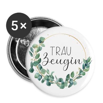 Trauzeugin - Buttons groß 56 mm (5er Pack) - Weiß - Vorne