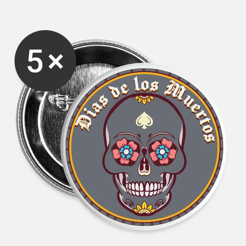 Dias de los Muertos - Buttons large 2.2''/56 mm (5-pack) - white