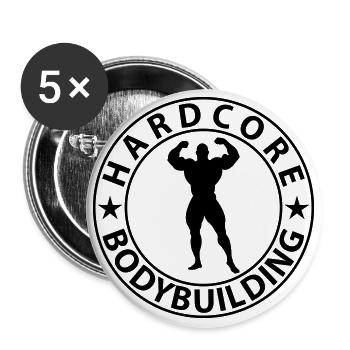 Hardcore Bodybuilding - Buttons groß 56 mm (5er Pack) - Weiß - Vorne