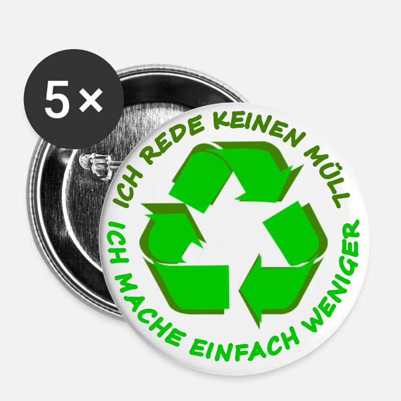 Ich rede keinen Müll Ich mache einfach weniger - Buttons groß 56 mm (5er Pack) - Weiß