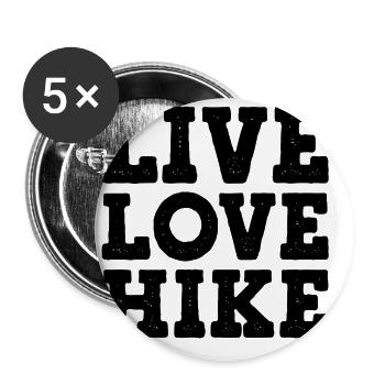 Live Love Hike Mountaineering Trekking Hiker Outdo - Buttons groß 56 mm (5er Pack) - Weiß - Vorne