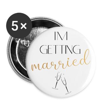 Wedding Married Black - Buttons large 2.2''/56 mm (5-pack) - white - Front