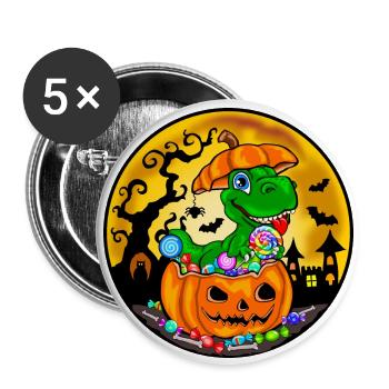 Dinosaure Halloween - Dino Citrouille Enfants - Lot de 5 grands badges (56 mm) - blanc - Devant