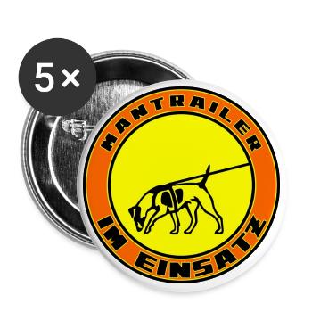 Mantrailer im Einsatz Jack Russel / Foxterrier - Buttons groß 56 mm (5er Pack) - Weiß - Vorne