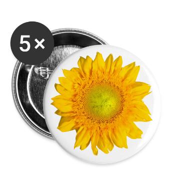 Sonnenblume Sonnenblumenblüte Blume floral blumig - Buttons groß 56 mm (5er Pack) - Weiß - Vorne