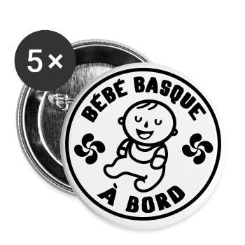Bébé basque à bord - Lot de 5 grands badges (56 mm) - blanc - Devant