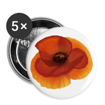Mohn - Buttons groß 56 mm (5er Pack) - Weiß - Vorne