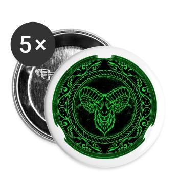 Wikinger Widder Aries - Buttons groß 56 mm (5er Pack) - Weiß - Vorne
