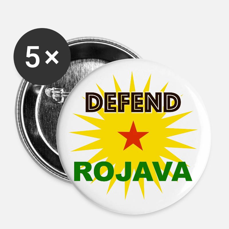 Defend Rojava - Buttons large 2.2''/56 mm (5-pack) - white