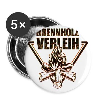 Brennholz Verleih Feuer Code - Buttons groß 56 mm (5er Pack) - Weiß - Vorne