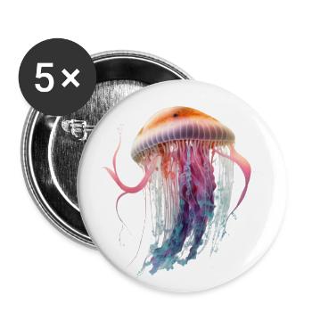 Jellyfish Power: coloré et élégant - Lot de 5 grands badges (56 mm) - blanc - Devant