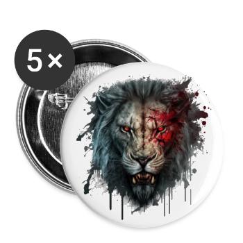 Lion mort-vivant : redoutable souverain de la savane - Lot de 5 grands badges (56 mm) - blanc - Devant