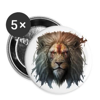 Löwe der Untoten - Buttons groß 56 mm (5er Pack) - Weiß - Vorne