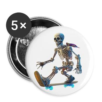 Skeleton Skateboarder - Buttons large 2.2''/56 mm (5-pack) - white - Front
