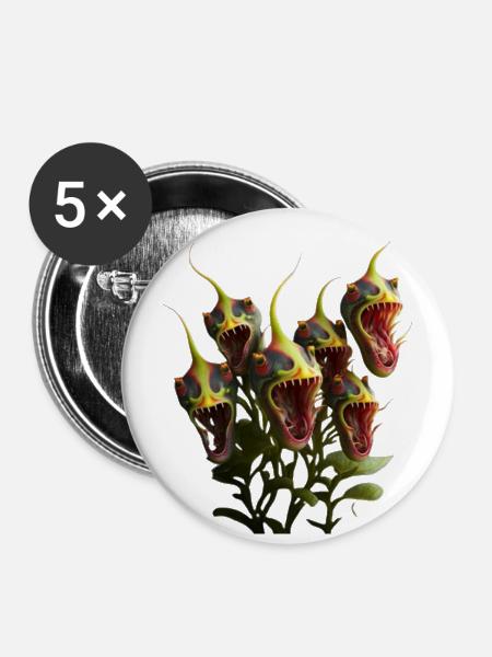 Untot und hungrig - Buttons groß 56 mm (5er Pack) - Weiß