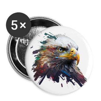 Freiheit in Farbe: Adlerporträt auf Leinwand - Buttons groß 56 mm (5er Pack) - Weiß - Vorne