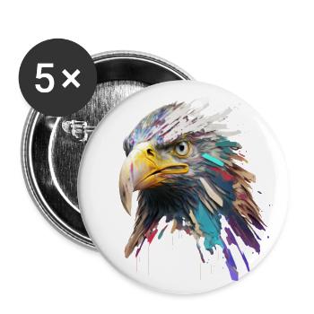 La tête d’aigle: une peinture à l’huile colorée - Lot de 5 grands badges (56 mm) - blanc - Devant