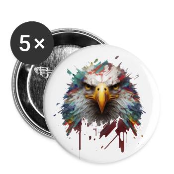 Freiheit in Farbe: Adlerporträt auf Leinwand - Buttons groß 56 mm (5er Pack) - Weiß - Vorne
