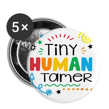 Tiny Human Tamer Daycare Provider Babysitting Dayc - Buttons groß 56 mm (5er Pack) - Weiß - Vorne