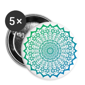 Hippie Kleidung & Goa Fashion Flower Mandala - Buttons groß 56 mm (5er Pack) - Weiß - Vorne