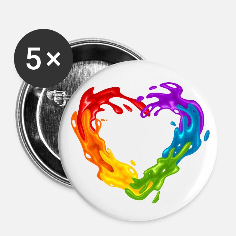 Rainbow-colored - Buttons large 2.2''/56 mm (5-pack) - white