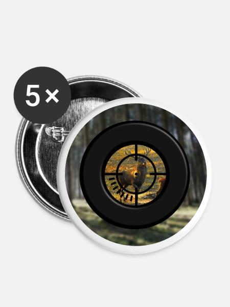 Ein Hirsch durch das Zielfernrohr - Buttons groß 56 mm (5er Pack) - Weiß