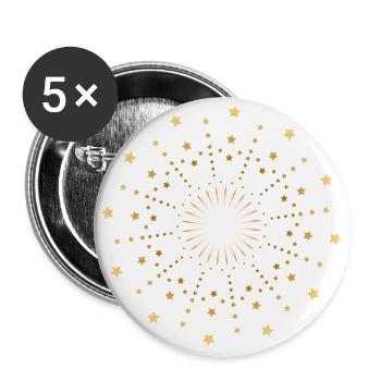 Star Mandala Gold - un motif de yoga ensoleillé - Lot de 5 grands badges (56 mm) - blanc - Devant
