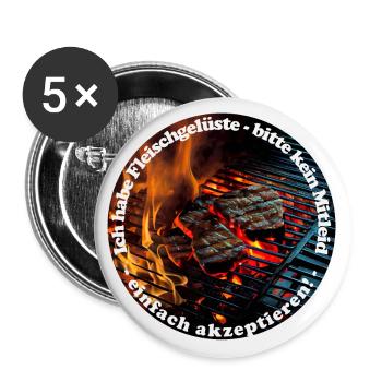 Ich habe Fleischgelüste beim Barbecue - Buttons groß 56 mm (5er Pack) - Weiß - Vorne