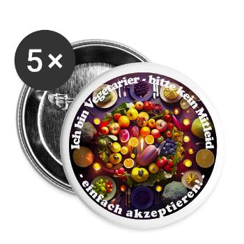 Vegetarier essen kein Fleisch - Buttons groß 56 mm (5er Pack) - Weiß - Vorne