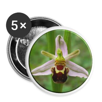 L’orchidée abeille est une orchidée indigène - Lot de 5 grands badges (56 mm) - blanc - Devant