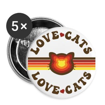 Retro Vibe Love Cats - Buttons large 2.2''/56 mm (5-pack) - white - Front