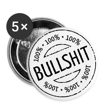 100% Bullshit Stamp - Buttons large 2.2''/56 mm (5-pack) - white - Front