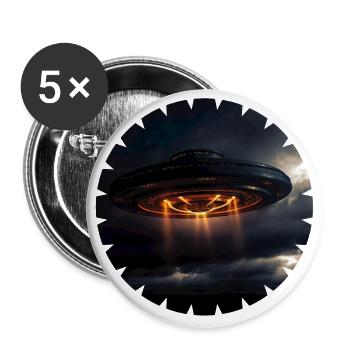 Observations d’OVNI sur les réseaux sociaux - Lot de 5 grands badges (56 mm) - blanc - Devant