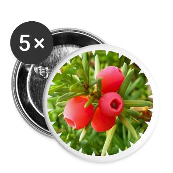 Die Eibe, ein heimischer Nadelbaum - Buttons groß 56 mm (5er Pack) - Weiß - Vorne