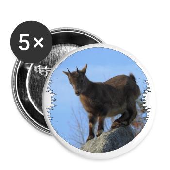 Ziegen im Hochgebirge sind gute Kletterkünstler - Buttons groß 56 mm (5er Pack) - Weiß - Vorne