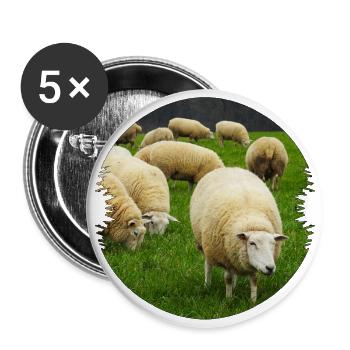 Sheep are ideal landscape conservationists - Buttons large 2.2''/56 mm (5-pack) - white - Front