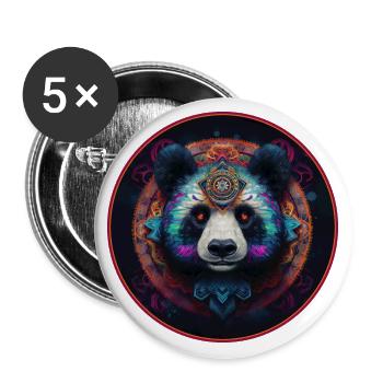 Tribal Panda - Buttons large 2.2''/56 mm (5-pack) - white - Front